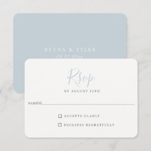 Minimalistisch Light Blue Wedding RSVP Card Karte