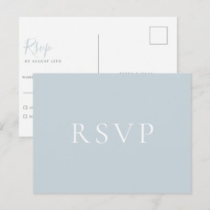 Minimalistisch Light Blue Wedding RSVP Postcard Postkarte
