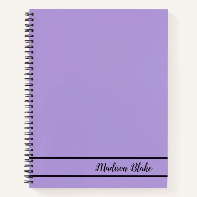 Minimalistisch Lila Pastel, benutzerdefinierbarer  Notizbuch (Vorderseite)