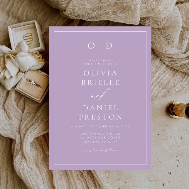 Minimalistisch Lilac Mauve Moderne Kalligrafie Hoc Einladung (Von Creator hochgeladen)