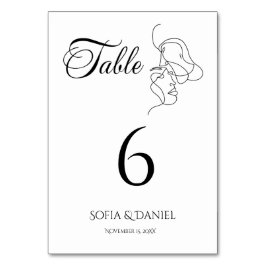 Minimalistisch Line Art Couple Illustration Hochze Tischnummer