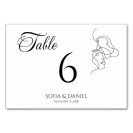 Minimalistisch Line Art Couple Illustration Hochze Tischnummer