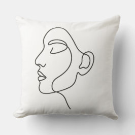 Minimalistisch Line Art Face Kissen
