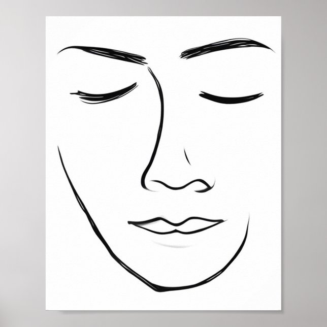 Minimalistisch Line Art Face Poster (Vorne)