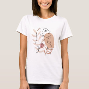Minimalistisch Line Art Floral Ästhetik T-Shirt