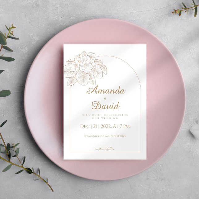 Minimalistisch Line Art Floral Wedding Einladung (Von Creator hochgeladen)