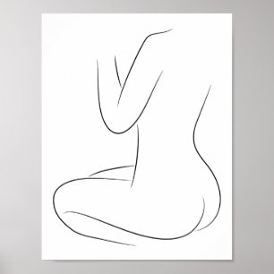 Minimalistisch Line Art Frauenkörper Moderne Illus Poster