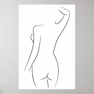 Minimalistisch Line Art Frauenkörper Moderne Illus Poster