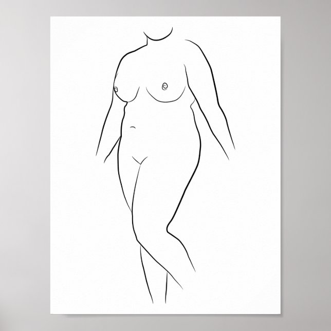 Minimalistisch Line Art Frauenkörper Moderne Illus Poster (Vorne)