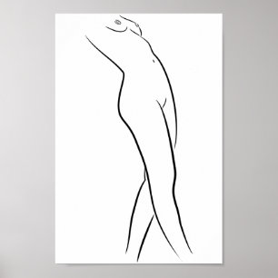 Minimalistisch Line Art Frauenkörper Moderne Illus Poster