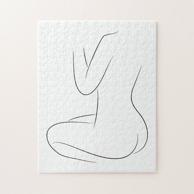 Minimalistisch Line Art Frauenkörper Moderne Illus Puzzle (Vertikal)