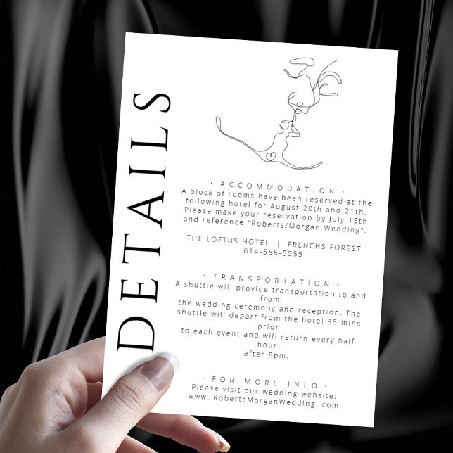 Minimalistisch Line Art Kissing Couple Wedding Det Begleitkarte (Von Creator hochgeladen)