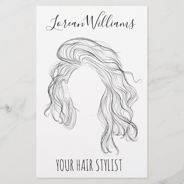 Minimalistisch Line Art Long Wavy Natural Hair Sty Flyer (Vorne)