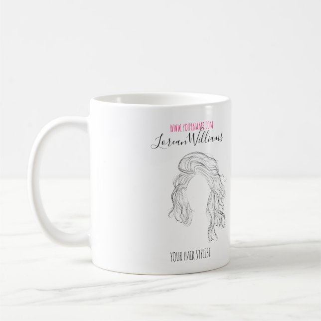Minimalistisch Line Art Long Wavy Natural Hair Sty Kaffeetasse (Links)