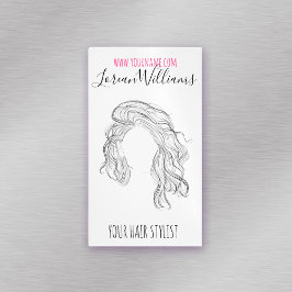 Minimalistisch Line Art Long Wavy Natural Hair Sty Magnetische Visitenkarte