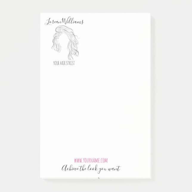 Minimalistisch Line Art Long Wavy Natural Hair Sty Post-it Klebezettel (Vorderseite)