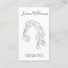 Minimalistisch Line Art Long Wavy Natural Hair Sty Visitenkarte