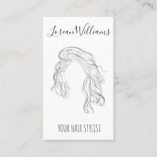 Minimalistisch Line Art Long Wavy Natural Hair Sty Visitenkarte