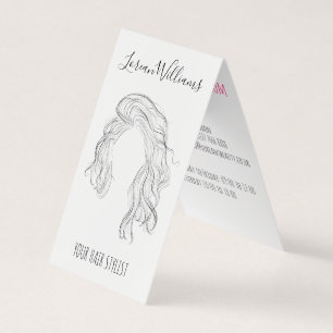 Minimalistisch Line Art Long Wavy Natural Hair Sty Visitenkarten