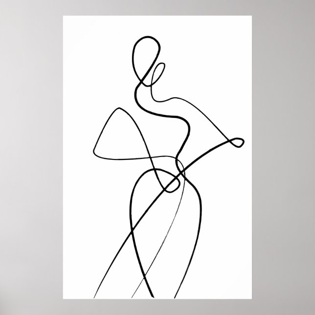 Minimalistisch Line Art Woman Poster (Vorne)