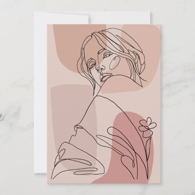 Minimalistisch Line Art Woman Zeichne Mode Art Dankeskarte (Vorderseite)
