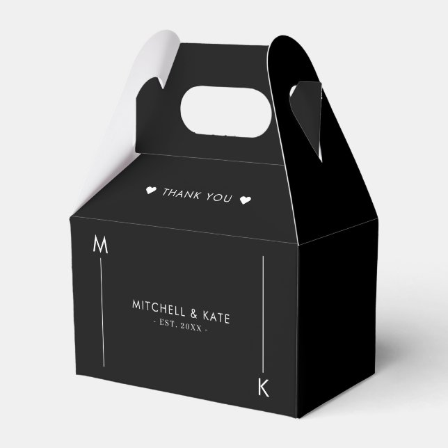 Minimalistisch Line Monogram Black & White Wedding Geschenkschachtel (Vorderseite)