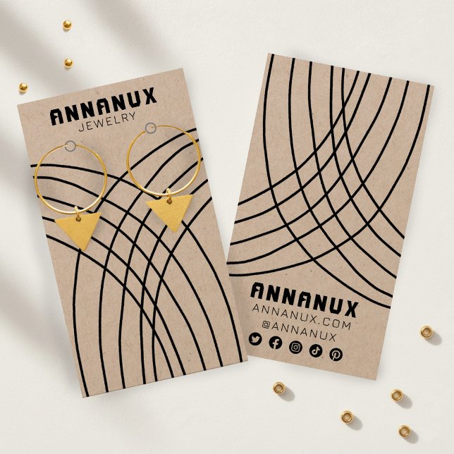 Minimalistisch Lines Earring Juwelier Display KRAF (Minimalist Lines Earring Jewelry Display card KRAFT Social Media Icons CUSTOM
)
