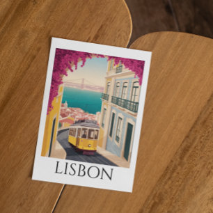 Minimalistisch Lissabon Portugal Vintage Reise Kun Postkarte