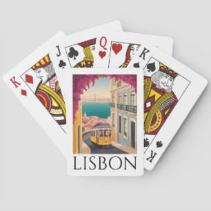Minimalistisch Lissabon Portugal Vintage Reise Kun Spielkarten