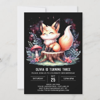 Minimalistisch Little Fox Geburtstag digital Einladung