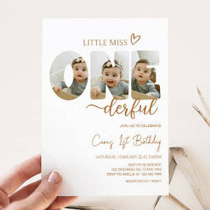 Minimalistisch Little Miss Foto Geburtstagsparty Einladung