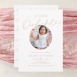Minimalistisch Little Miss Onederful 1. Geburtstag Einladung