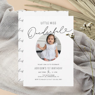 Minimalistisch Little Miss Onederful 1. Geburtstag Einladung