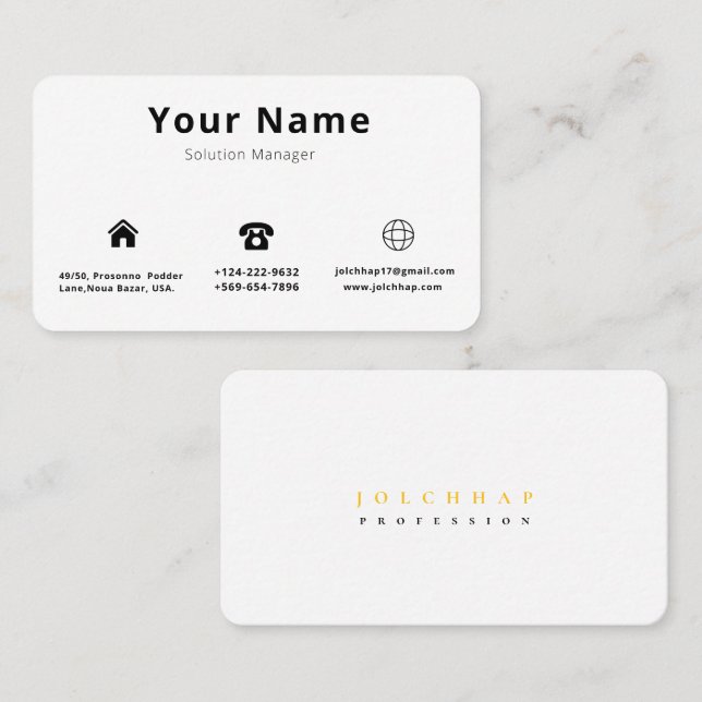 Minimalistisch Luxe Busines Visitenkarte (Vorne/Hinten)