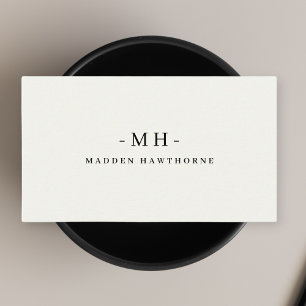 Minimalistisch Luxus Beruflich Ivory Monogram Name Visitenkarte