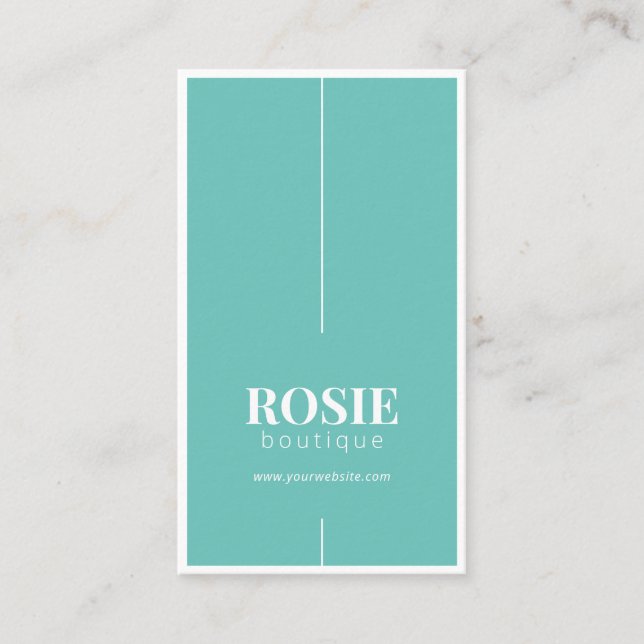 Minimalistisch Luxus-Boutique Aquamarin/weiß Visitenkarte (Vorderseite)