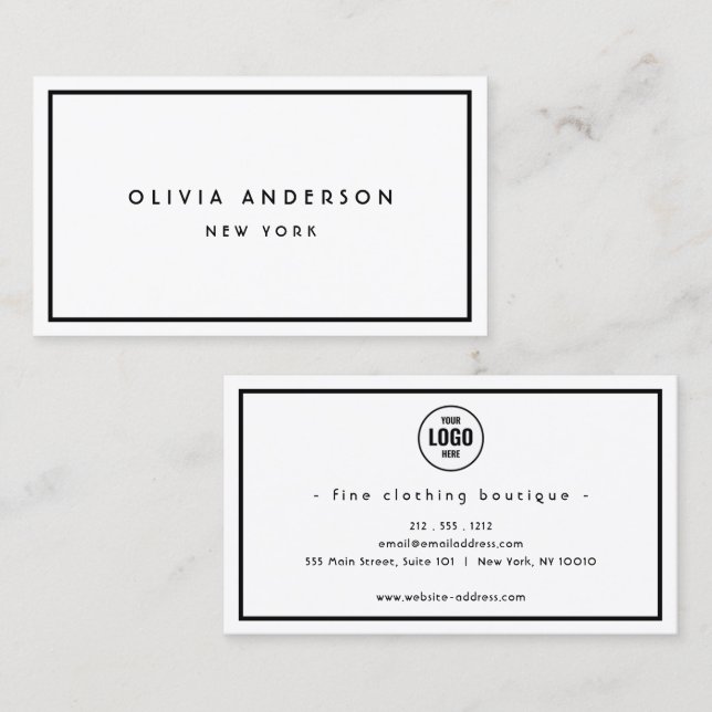 Minimalistisch Luxus Boutique Black/Ivory Business Visitenkarte (Vorne/Hinten)
