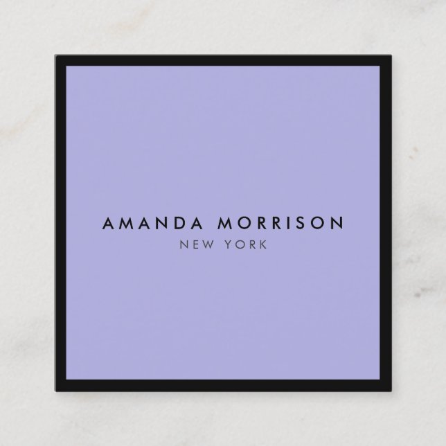 Minimalistisch Luxus Boutique Black/Periwinkle Quadratische Visitenkarte (Vorderseite)