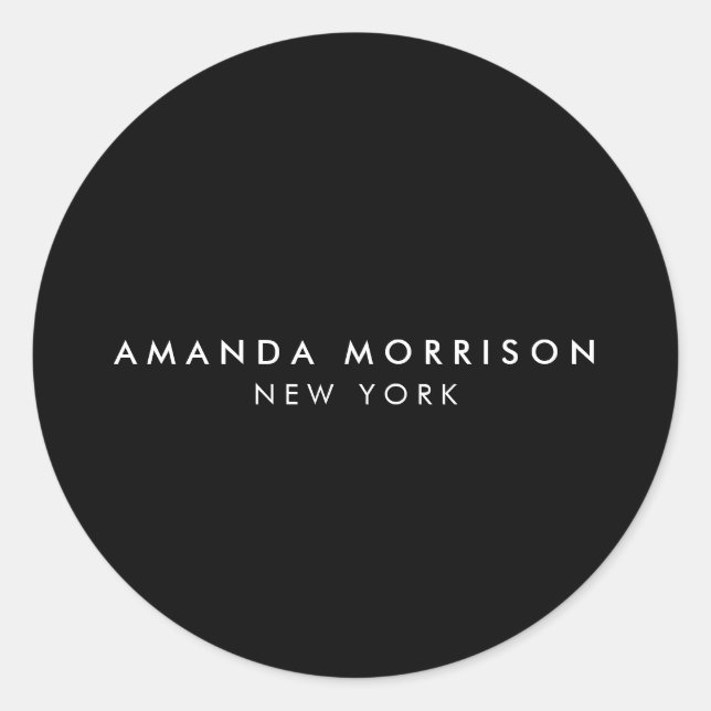 Minimalistisch Luxus Boutique Black Runder Aufkleber (Vorderseite)