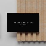 Minimalistisch Luxus Boutique Black Visitenkarte<br><div class="desc">Ein elegantes und raffiniertes Design steigert Ihren Namen oder Firmennamen durch minimales und modernes Design. Der schwarze Hintergrund verleiht dieser klassischen Visitenkartenvorlage ein ausgeprägtes Gefühl. © 1201AM CREATIVE</div>
