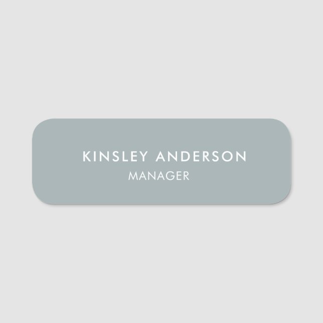 Minimalistisch Luxus Boutique Dusty Blue Namensschild (Vorderseite)