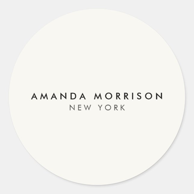 Minimalistisch Luxus-Boutique Elfenbein Runder Aufkleber (Vorderseite)