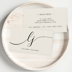 Minimalistisch Luxus Boutique Elfenbeinfarben Mono Visitenkarte