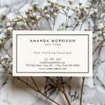 Minimalistisch Luxus Boutique Elfenbeinküste/Schwa Visitenkarte<br><div class="desc">Ein elegantes und raffiniertes Design steigert Ihren Namen oder Firmennamen durch minimales und modernes Design. Der dünne schwarze Rahmen ist auf einem Elfenbeinhintergrund errichtet,  um diesem klassischen Visitenkartendesign-Template ein luxuriöses Gefühl zu verleihen. © 1201AM CREATIVE</div>