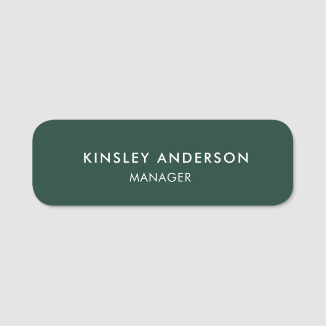 Minimalistisch Luxus Boutique Emerald Green Namensschild (Vorderseite)