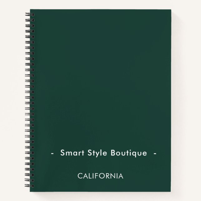 Minimalistisch Luxus Boutique Emerald Green Notizbuch (Vorderseite)