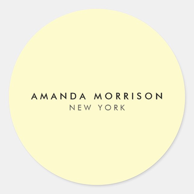 Minimalistisch Luxus Boutique Gelb Runder Aufkleber (Vorderseite)