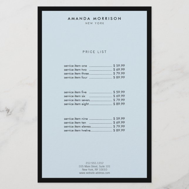 Minimalistisch Luxus Boutique Schwarz/Blau Flyer (Vorne)