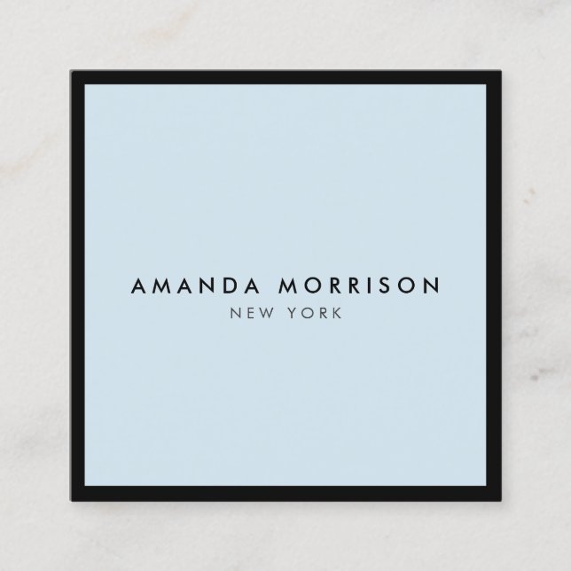 Minimalistisch Luxus Boutique Schwarz/Blau Quadratische Visitenkarte (Vorderseite)