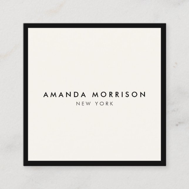Minimalistisch Luxus Boutique Schwarz/Elfenbein Quadratische Visitenkarte (Vorderseite)